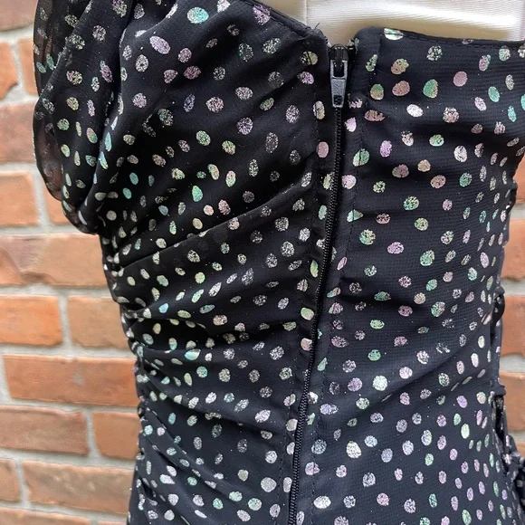 Vintage New Leaf 80’s Metallic Polka Dot Ruffle Dress - Picture 5 of 9